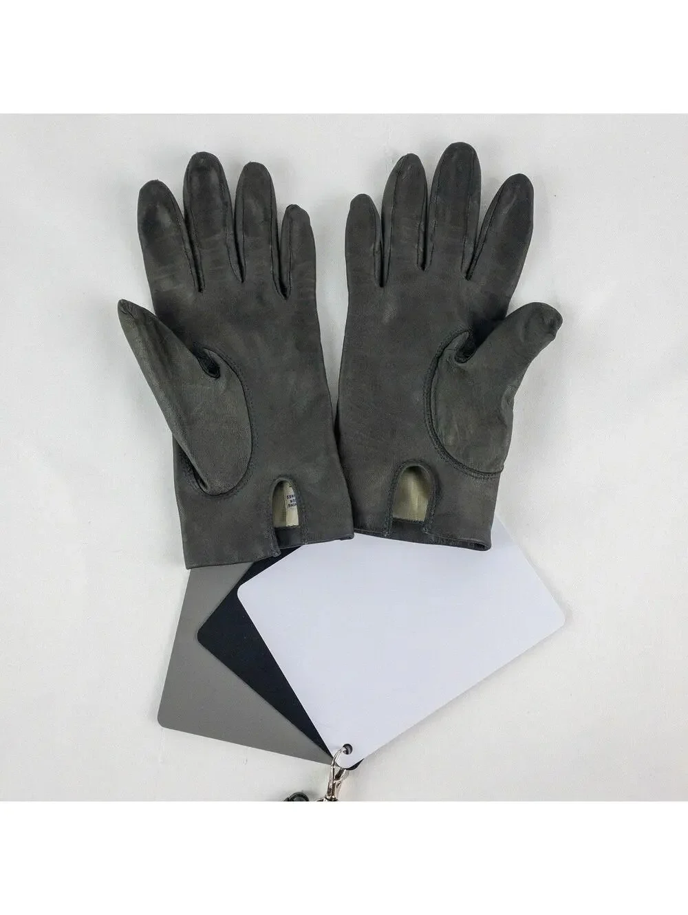 Fownes Vintage Dark Gray Leather Drive Gloves Women Medium 7